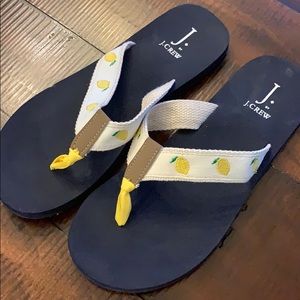 J. Crew flip flops - lemon print